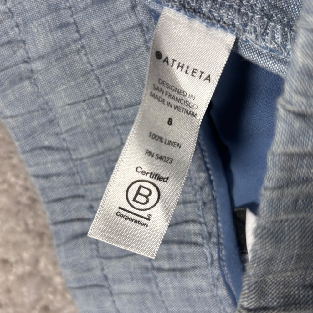 Athleta Cabo Linen 4" Short Blue Heathered Drawstring Waist 447245 Womens Size 8 - Picture 4 of 11